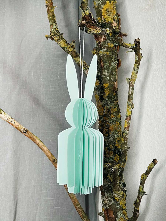 Papierfalthase Osterhase Anhänger Flora hellblau M H22