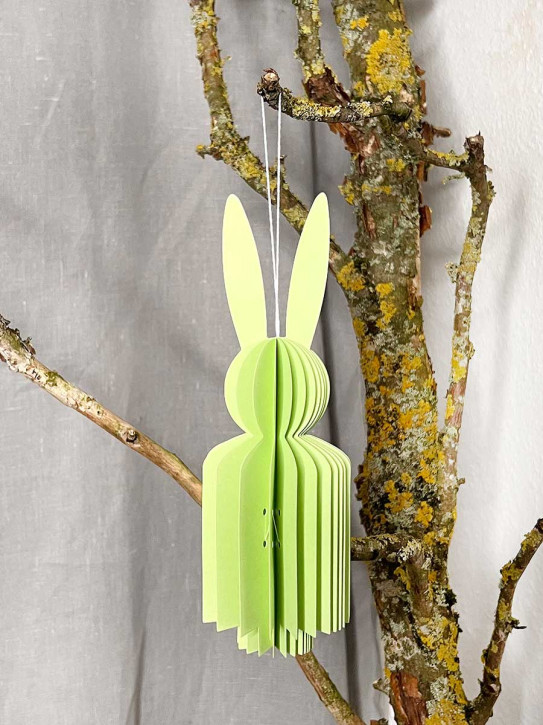 Papierfalthase Osterhase Anhänger Flora hellgrün S H14.5