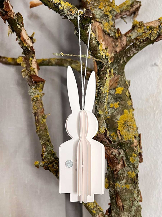 Papierfalthase Osterhase Anhänger Flora weiß S H14.5