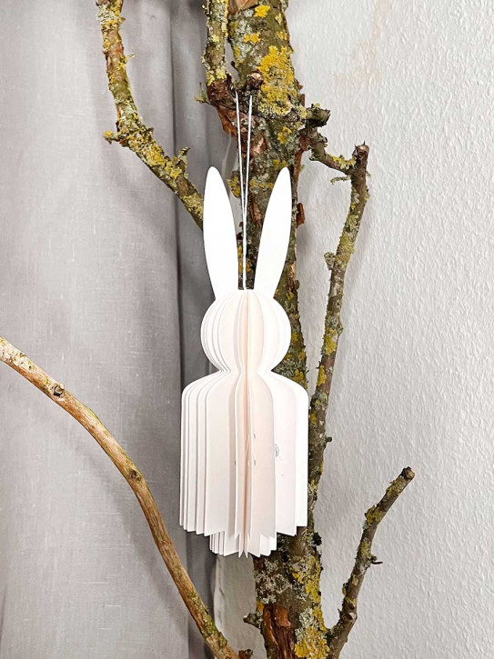 Papierfalthase Osterhase Anhänger Flora weiß M H22