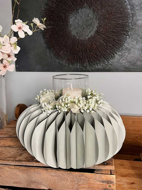 Papiersockel Papierkranz Faltkranz Dacia taubengrau D28 H13