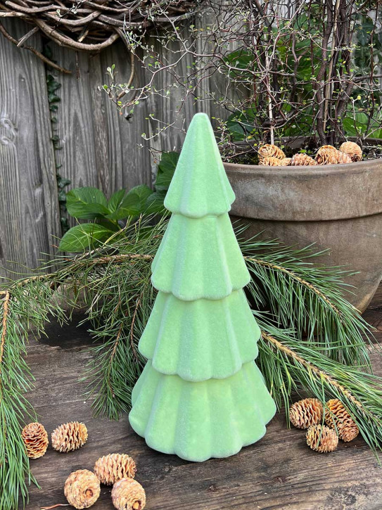 Deko Tannenbaum Samt beflockt eukalyptus grün H35