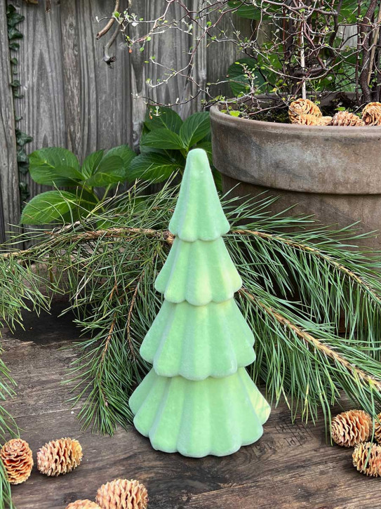 Deko Tannenbaum Samt beflockt eukalyptus grün H25