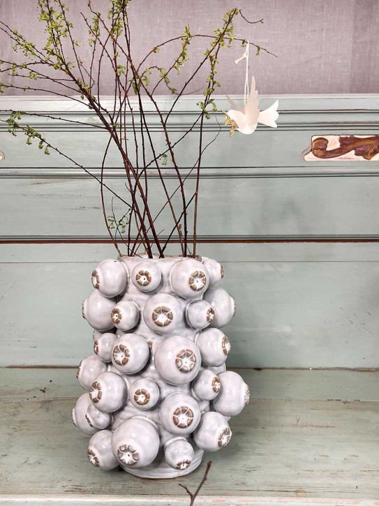 Keramikvase Mohna creme weiß H26
