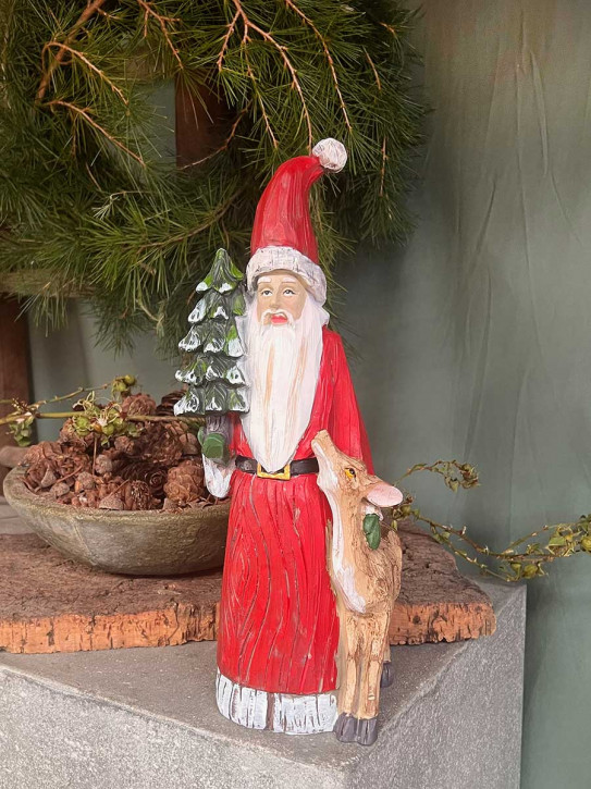 Weihnachtsmann mit Tannenbaum und Reh H39