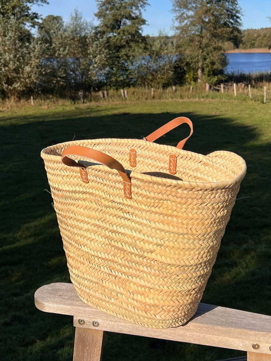 Palmblatttasche XL konisch natur kurze Trageriemen Palmblatttasche XL konisch natur kurze Trageriemen