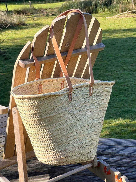 Palmblatttasche XL konisch natur lange Schulterriemen Palmblatttasche XL konisch natur lange Schulterriemen