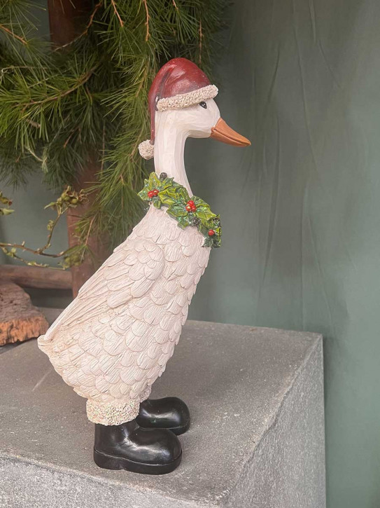 Weihnachtsgans mit Kranz Mütze Stiefeln H34