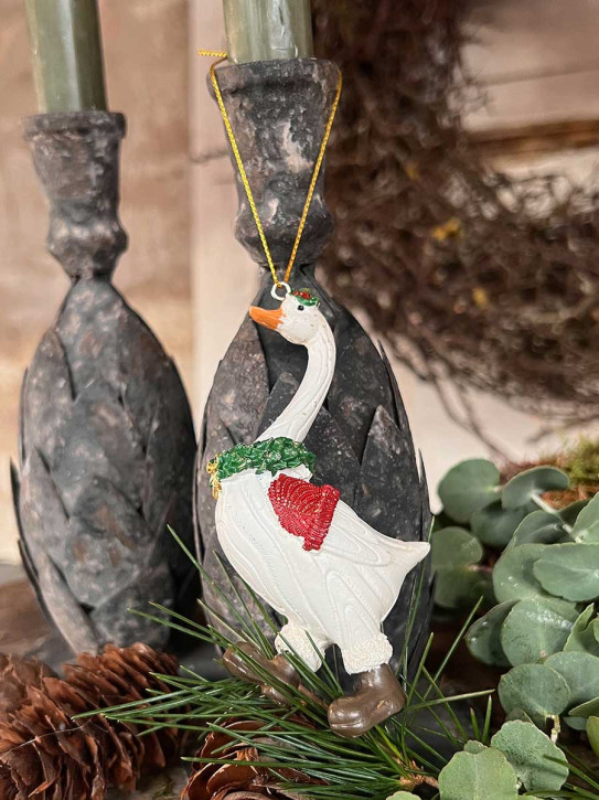 Anhänger Weihnachtsgans Kranz aus Polyresin H10