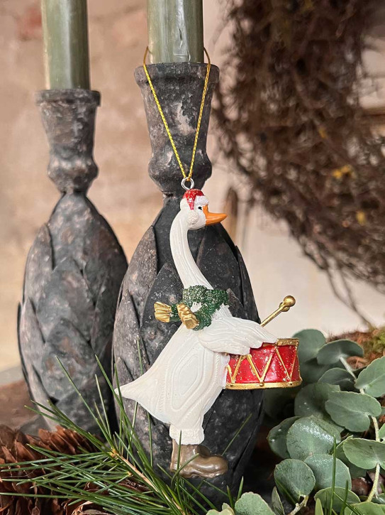 Anhänger Weihnachtsgans Trommel aus Polyresin H10