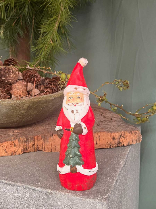 Keramik Weihnachtsmann mit Tanne H20