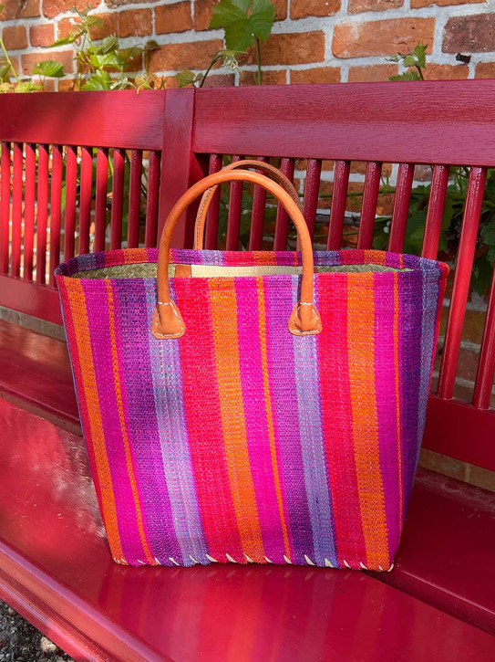 frosch und rabe Shopper flieder orange rot blau gestreift L