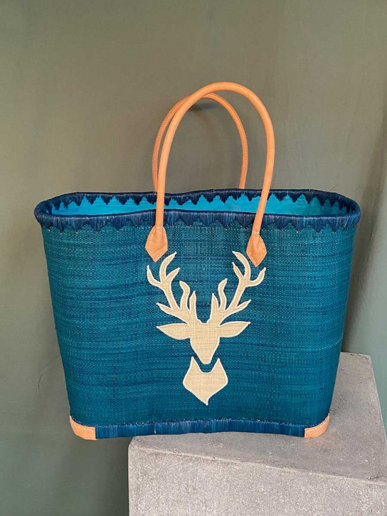frosch und rabe Shopper mit Innenfutter Hirsch XL petrol