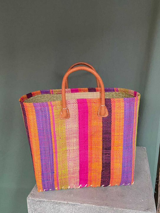 frosch und rabe Shopper lila pink orange bunt gestreift L