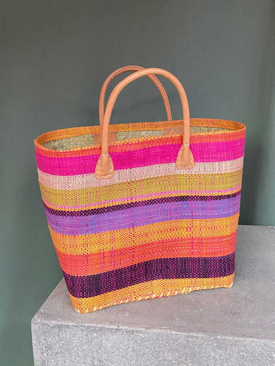 frosch und rabe Shopper lila pink orange bunt gestreift M