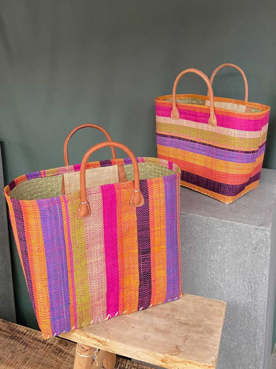 frosch und rabe Shopper lila pink orange bunt gestreift
