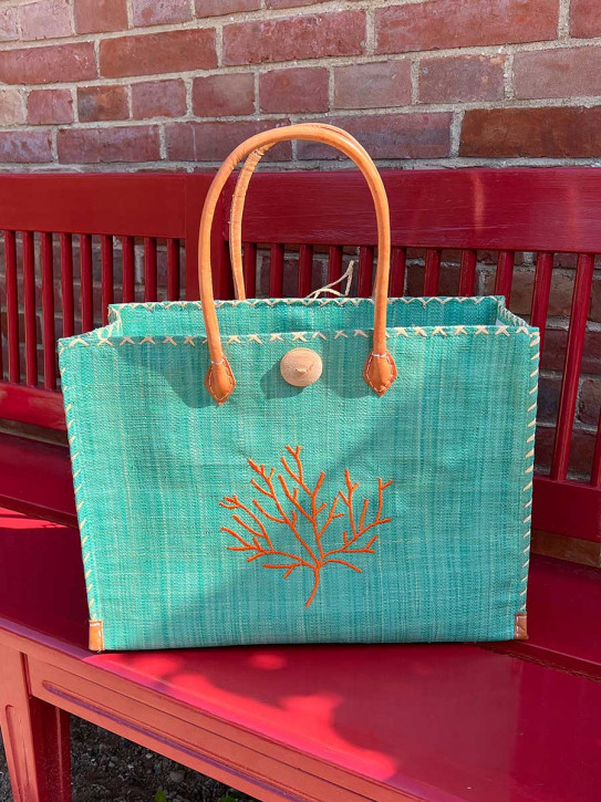 frosch und rabe Shopper mintgrün Motiv coral XL