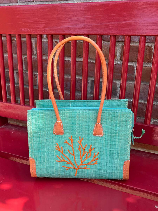 frosch und rabe Shopper mintgrün Motiv coral S