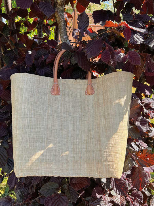 frosch und rabe Shopper natur beige L kurze Lederhenkel