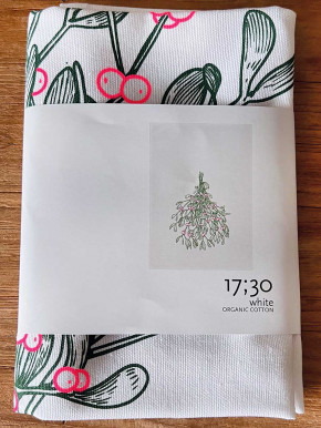 17;30 - Geschirrhandtuch weiß Mistelzweig Baumwolle