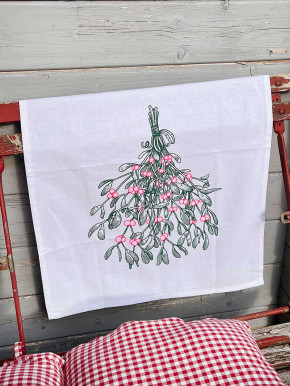 17;30 - Geschirrhandtuch weiß Mistelzweig Baumwolle