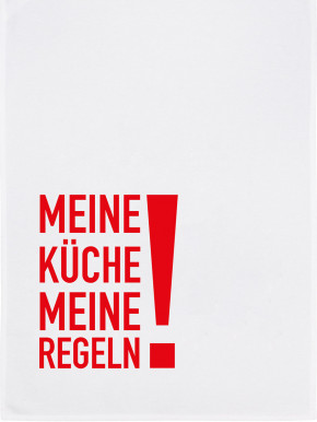 17;30 - Geschirrhandtuch weiß "Meine Küche meine Regeln!" Baumwolle