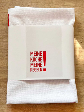 17;30 - Geschirrhandtuch weiß "Meine Küche meine Regeln!" Baumwolle