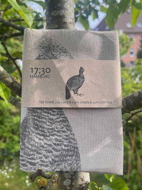 17;30 - Geschirrhandtuch grau "Fasan" Baumwolle Leinen