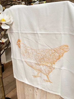 17;30 - Geschirrhandtuch goldenes Huhn aus Baumwolle
