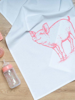17;30 - Geschirrhandtuch rosa Schweinchen Baumwolle