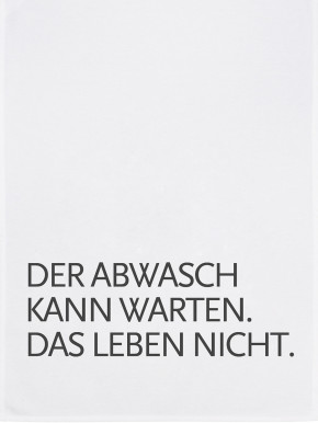17;30 - Geschirrhandtuch weiß Der Abwasch kann warten... Baumwolle