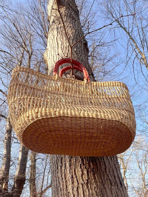 Bolga Korbtasche Shopper oval Flecht-Netz natur Elefantengras Lederhenkel