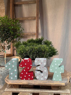 Advent Holzziffern Set 1234 Kerzenhalter bunt Madleys H12