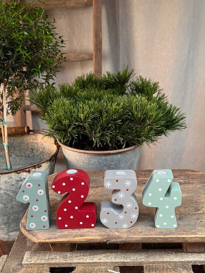Advent Holzziffern Set 1234 Kerzenhalter bunt klein Madleys H9.5