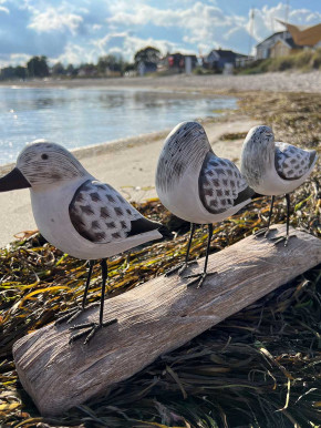3 stehende Holzvögel auf Holzbrett Seevogel von Batela