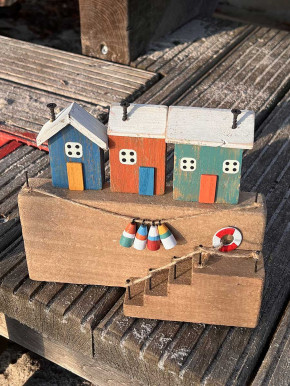 Batela Holzaufsteller bunte Hafenhäuser mit Treppe