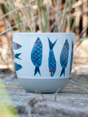 Kaffeebecher Tasse blaue Fische Batela