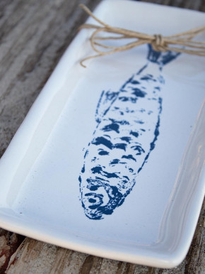 Kleine Servierplatte Teller blauer Fisch Batela 23 cm