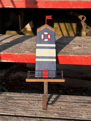 Batela Garderobe Leuchtturm blau weiß 1 Haken H36