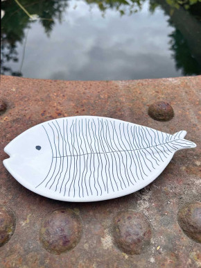 Mini Porzellan Platte Teller Fisch gestreift Batela 20 cm
