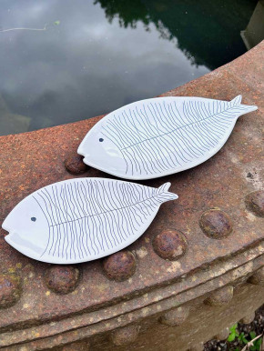Porzellan Schale Teller Fisch gestreift Batela 26 cm