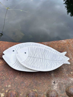 Mini Porzellan Platte Teller Fisch gestreift Batela 20 cm