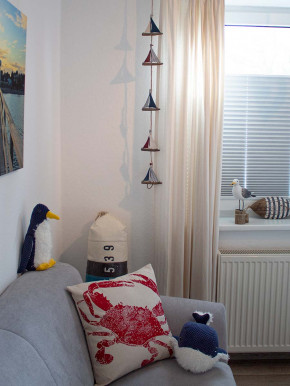 Girlande bunte Segelboote am Seil