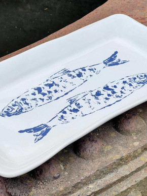 Große Servierplatte Teller blauer Fisch Batela 31 cm