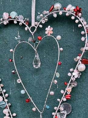 Bell'Arte Doppel Perlenherz silber rot türkis mit Kristall