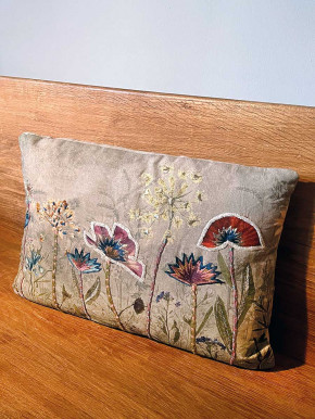 Bell'Arte Kissen Motiv bunte 3D Blumen Baumwolle 45 x 30