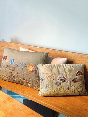 Bell'Arte Kissen Motiv bunte 3D Blumen Baumwolle 45 x 30