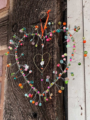 Bell'Arte Perlenherz gold bunt mit Miniherz