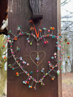 Bell'Arte Perlenherz gold bunt mit Miniherz