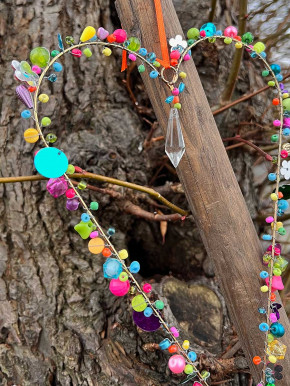 Bell'Arte schmales Perlenherz bunt mit Kristall